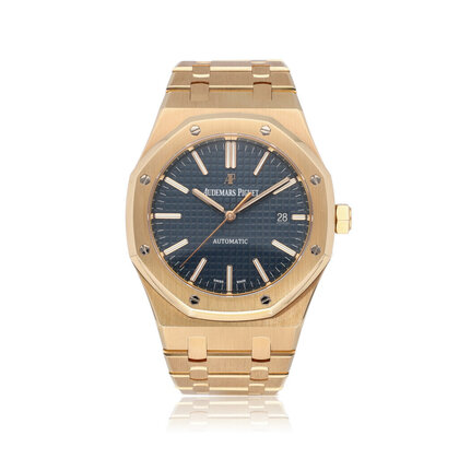 Royal Oak 41 rose gold blue 2016 box + papers