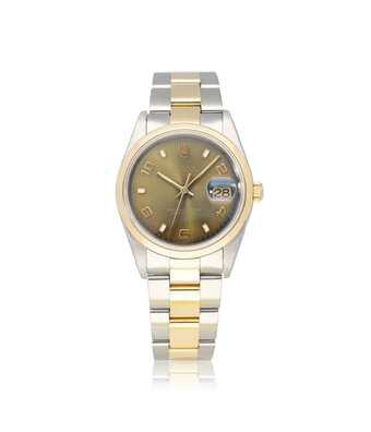 Rolex Date 34 34 steel - yellow gold silver arabic tropical 2003 B+P | NEW ROLEX SERVICE