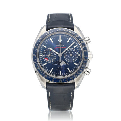 Speedmaster Co-Axial Master Moonphase Chrono 44 steel blue 2017 B+P | NEW OMEGA SERVICE