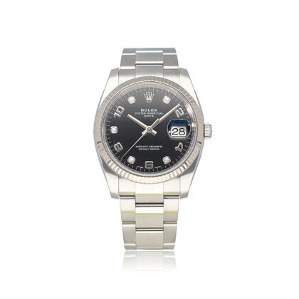 Date 34 steel black factory diamond Oyster - RANDOM SERIAL