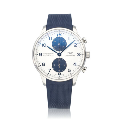 Portugieser Chronograph 41 steel white blue 2024 box + papers