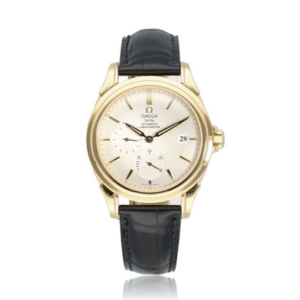 De Ville 38,7 yellow gold 2001 box + papers | NEW OMEGA STRAP
