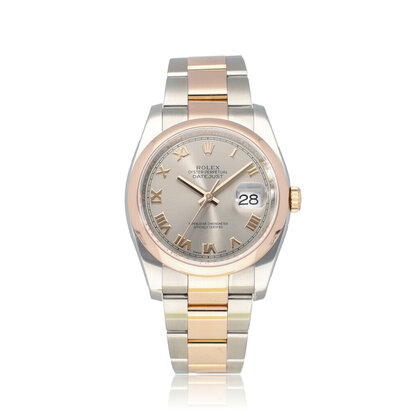 Datejust 36 steel - rose gold silver roman domed Oyster 2017 box + papers
