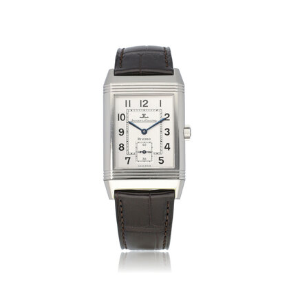 Reverso Grand taille 26 steel silver 1998 B+P | NEW JLC STRAP