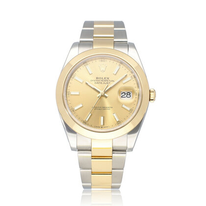 Datejust 41 steel - gold champagne domed Oyster 2020 box + papers