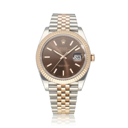 Datejust 41 steel - rose gold choco / brown Jubilee 2016 B+P | NEW ROLEX SERVICE