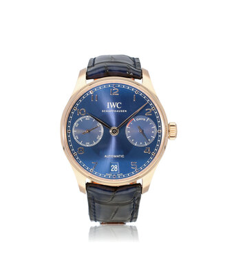 IWC Portugieser Automatic 42 rose gold blue BTQ edition 2021 + papers | NEW IWC STRAP
