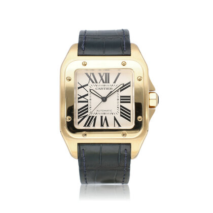 Santos 100 XL 51,1 yellow gold 2007 box + papers | NEW CARTIER STRAP