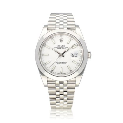 Datejust 41 steel white domed Oyster 2021 box + papers