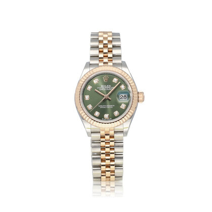 Lady-Datejust 28 steel - rose gold olive green diamond Jubilee 2021 box + papers