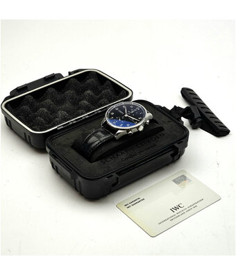 IWC Portugieser Chronograph Automatic 41 Portuguese chrono steel black 2009 + papers