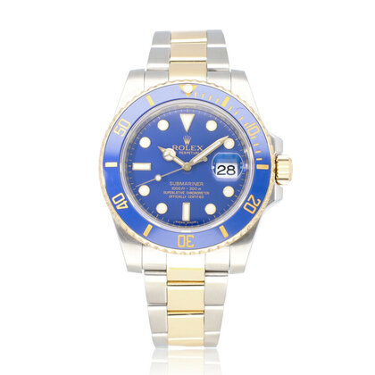 Submariner Date 40 steel - gold blue - bluesy matte Smurf 2008 B+P | NEW ROLEX SERVICE