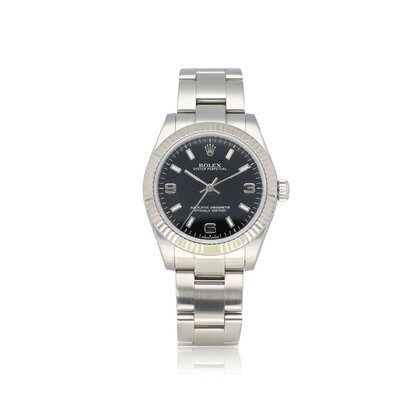 Oyster Perpetual 31 steel - white gold black fluted 2014 B+P | NEW ROLEX SERVICE