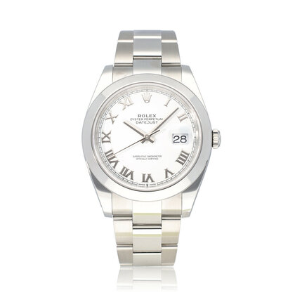 Datejust 41 steel Oyster white roman domed 2024 + papers