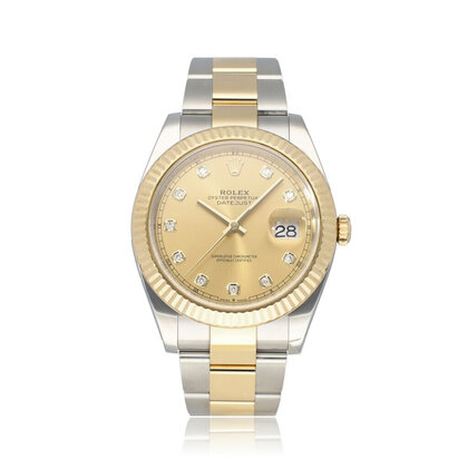 Datejust 41 yellow gold steel champagne diamond Oyster 2022 + papers