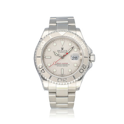 Yacht-master 40 steel - platinum / grey 2003 + papers | NEW ROLEX SERVICE