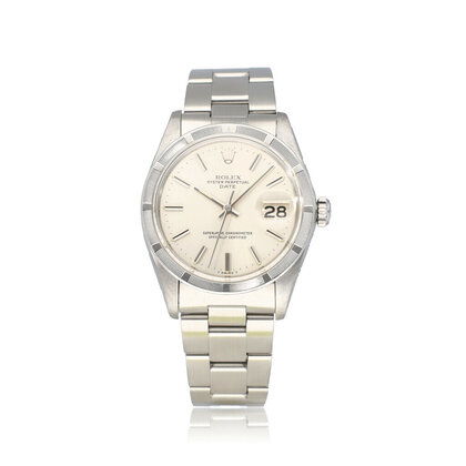 Date 34 34 steel silver Oyster Engine Turned Bezel - 1975