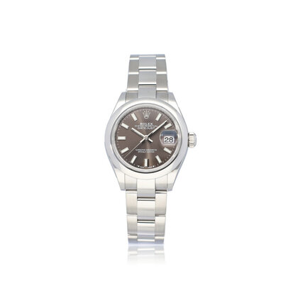 Lady-Datejust 28 steel dark grey / brown Oyster 2023 box + papers