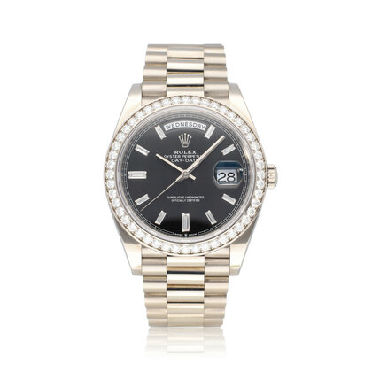 Day-Date 40 white gold black diamond dial factory diamond bezel President 2021 box + paper
