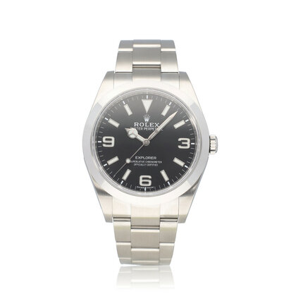 Explorer 39 steel black domed Oyster 2018 box + papers
