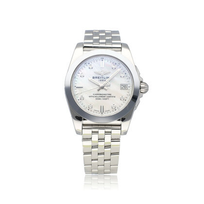 Galactic 36 steel MOP diamond 2015 B+P | NEW BREITLING SERVICE