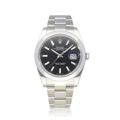 Datejust 41 steel black index domed Oyster 2023 box + papers