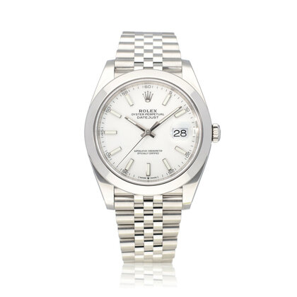 Datejust 41 steel white domed Oyster 2021 box + papers