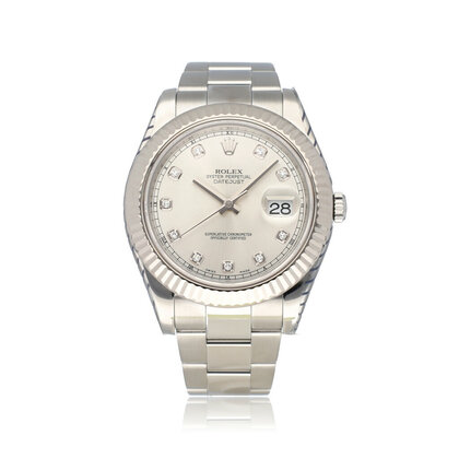 Datejust II 41 steel silver diamond 2010 B+P | NEW ROLEX SERVICE