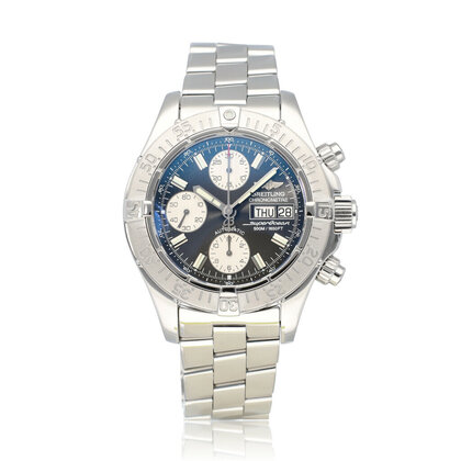 Superocean Chronograph 42 steel black 2011 box + papers | NEW BREITLING SERVICE