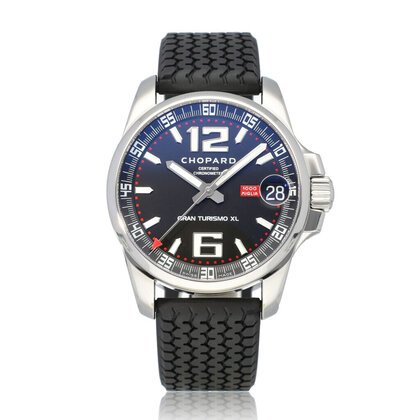 Mille Miglia GT XL 44 Gran Turismo steel black rubber 2009 B+P | NEW CHOPARD SERVICE