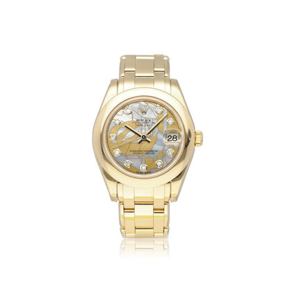 Pearlmaster 34 gold rare goldust dream MOP diamond dial 2011 B+P | NEW ROLEX SERVICE