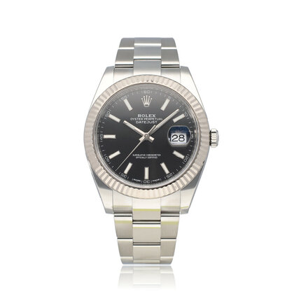 Datejust 41 steel - white gold black fluted Oyster 2017 box + papers