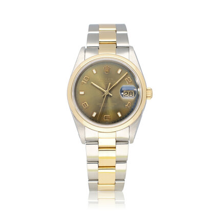 Date 34 34 steel - yellow gold silver arabic tropical 2003 B+P | NEW ROLEX SERVICE