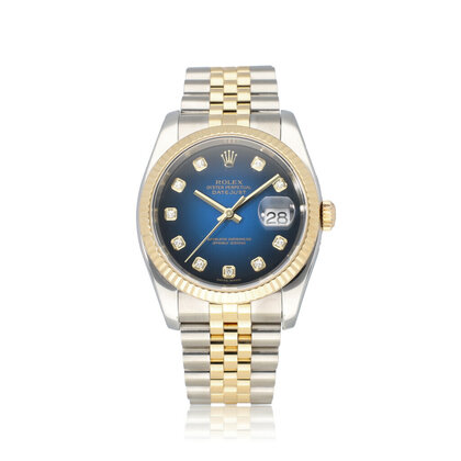 Datejust 36 steel yellow gold blue vignette diamond Jubilee 2006 + papers