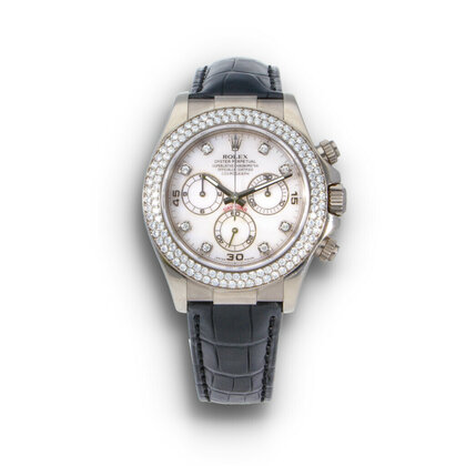 Daytona 40 white gold MOP / pearl factory diamond 2006 + box | ROLEX SERVICED