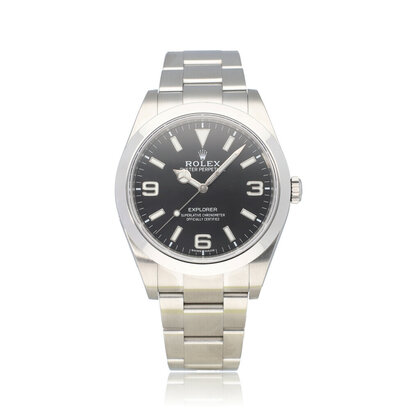 Explorer 39 steel black domed Oyster 2018 box + papers