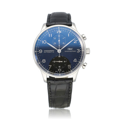 Portugieser Chronograph Automatic 41 Portuguese chrono steel black 2009 + papers