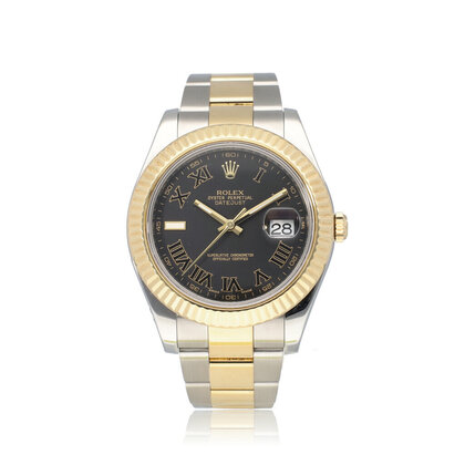 Datejust 41 steel - yellow gold fluted black Wimbledon roman Oyster | RANDOM SERIAL