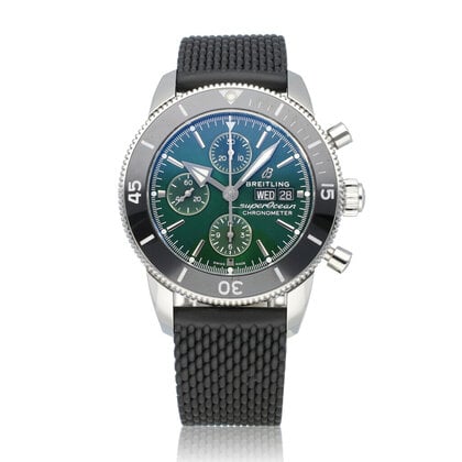 Superocean Heritage Chronograph 44 steel green rubber 2021 box + papers