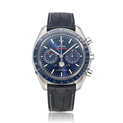 Speedmaster Co-Axial Master Moonphase Chrono 44 steel blue 2021 box + papers