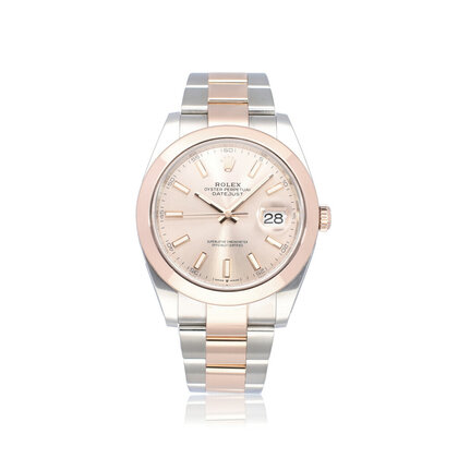 Datejust 41 steel - rose gold sundust / pink 2021 box + papers