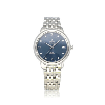 De Ville Prestige Co-Axial 33 steel blue diamond 2022 box + papers