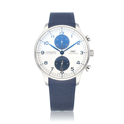 Portugieser Chronograph 41 steel white blue 2024 box + papers