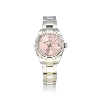 Lady-Datejust 28 steel - white gold pink index Oyster 2024 box + papers