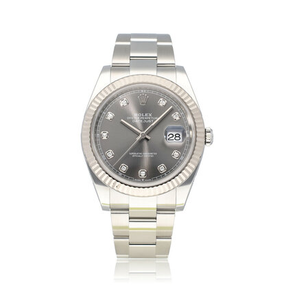 Datejust 41 steel grey factory diamond Oyster 2023 box + papers
