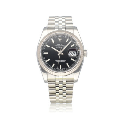 Datejust 36 steel - white gold black roulette Jubilee 2006 B+P