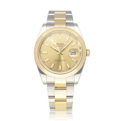 Datejust 41 steel - yellow gold champagne domed Oyster 2022 box + papers