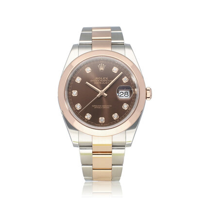 Datejust 41 steel - rose gold choco diamond Oyster 2021 box + papers