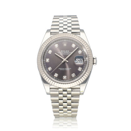Datejust 41 steel grey factory diamond Oyster 2021 B+P | NEW ROLEX SERVICE