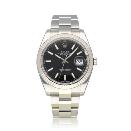 Datejust 41 steel - white gold black fluted Oyster B+P | NEW ROLEX SERVICE